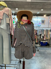 Load image into Gallery viewer, Two piece set- Navy mock neck striped with pink details
