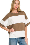 Chunky stripe cocoa boxy top