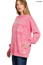 Load image into Gallery viewer, Marlow- Red French Terry washed Rae edge pocket sweatshirt
