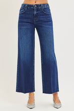 Load image into Gallery viewer, RISEN JEANS- Dark wash wide leg raw hem crease line jeans PWA21570
