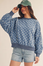 Load image into Gallery viewer, Oversized vintage wash polka dot sweatshirt

