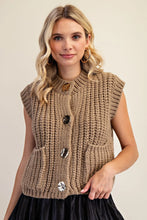 Load image into Gallery viewer, Lyndy- Taupe thick knit Gold Button Vest
