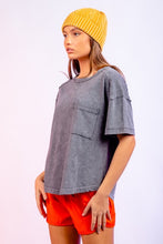 Load image into Gallery viewer, PLUS TARA- Designer inspired washed Charcoal pocket tee
