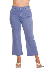Load image into Gallery viewer, Marlin Zenana Plus washed high waisted kick flare raw hem jeans
