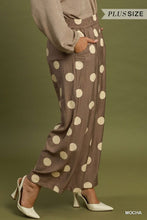 Load image into Gallery viewer, Plus UMGEE wide leg cropped mocha polka dot trouser
