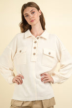 Load image into Gallery viewer, FREE GIRL- cream oversized half butron front sweater
