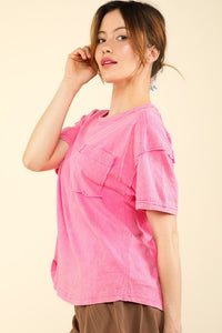 PLUS TARA- Designer inspired washed berry pocket tee