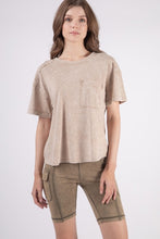 Load image into Gallery viewer, PLUS TARA- Designer inspired washed Mocha pocket tee
