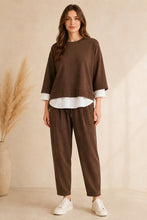 Load image into Gallery viewer, Layering effect Barel pants two piece set
