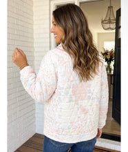 Load image into Gallery viewer, Quilted floral print half zip pullover top
