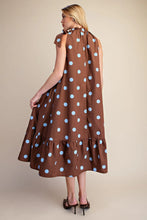 Load image into Gallery viewer, Chocolate Brown Polka dot halter neck midi dress
