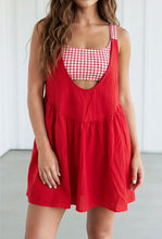 Load image into Gallery viewer, Gingham print/ red romper-dress
