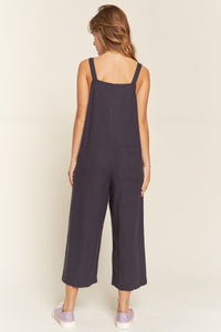 PLUS MAYA- Linen NAVY wide leg jumpsuit