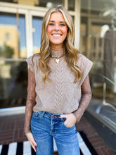 Load image into Gallery viewer, Belle- Oatmeal Solid cap sleeve mock neck sweater knit top
