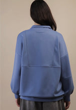Load image into Gallery viewer, Plus blue scuba half zip sweatshirt
