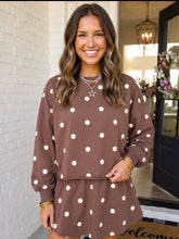 Load image into Gallery viewer, Toffee polka dot skort two piece set
