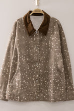 Load image into Gallery viewer, Mocha corduroy collared Bambi denim jacket
