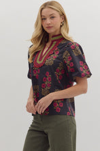 Load image into Gallery viewer, Botanical Garden- Floral print short bubble sleeve top
