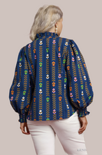 Load image into Gallery viewer, Plus Lala- Umgee exclusive midnight printed Victorian collared top
