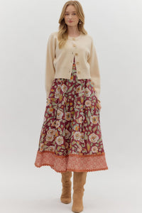Hattie- Cream cropped cardigan featuring gold accent button front closure