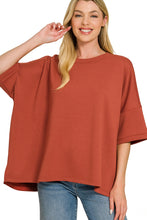 Load image into Gallery viewer, Rust SCUBA ROUND NECK TOP WITH SIDE SLITS

