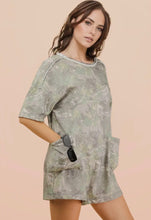 Load image into Gallery viewer, Washed camouflage relaxed fit romper
