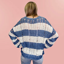 Load image into Gallery viewer, Evelyn- striped distressed oversized spring sweater
