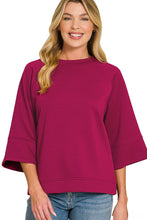 Load image into Gallery viewer, Cabernet quarter sleeve scuba pullover top
