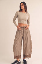 Load image into Gallery viewer, Boho striped lace trim barrel pants
