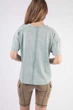 Load image into Gallery viewer, PLUS TARA- Designer inspired washed Sage pocket tee
