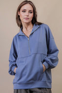 Plus blue scuba half zip sweatshirt