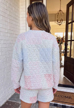 Load image into Gallery viewer, Floral quilted mock neck short set
