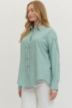 Load image into Gallery viewer, Nina-Kelly Green oversized button down top
