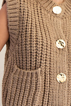 Load image into Gallery viewer, Lyndy- Taupe thick knit Gold Button Vest
