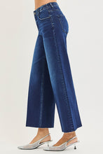 Load image into Gallery viewer, RISEN JEANS- Dark wash wide leg raw hem crease line jeans PWA21570

