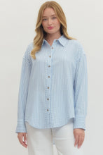 Load image into Gallery viewer, Nina-Light Blue oversized button down top

