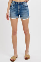 Load image into Gallery viewer, RISEN JEANS- Dark wash rolled up jean shorts
