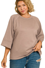 Load image into Gallery viewer, PLUS mocha SCUBA 3/4 SLEEVE PULLOVER
