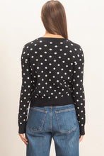 Load image into Gallery viewer, Black  polka dot button up cardigan
