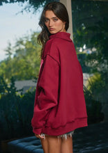 Load image into Gallery viewer, Dilly Dally- Burgundy Oversized mock neck sweatshirt
