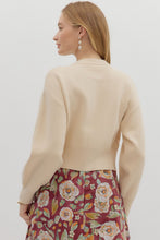 Load image into Gallery viewer, Hattie- Cream cropped cardigan featuring gold accent button front closure
