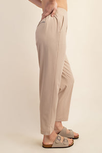 PLUS TWYLA- Natural designer inspired crinkle woven ankle pants