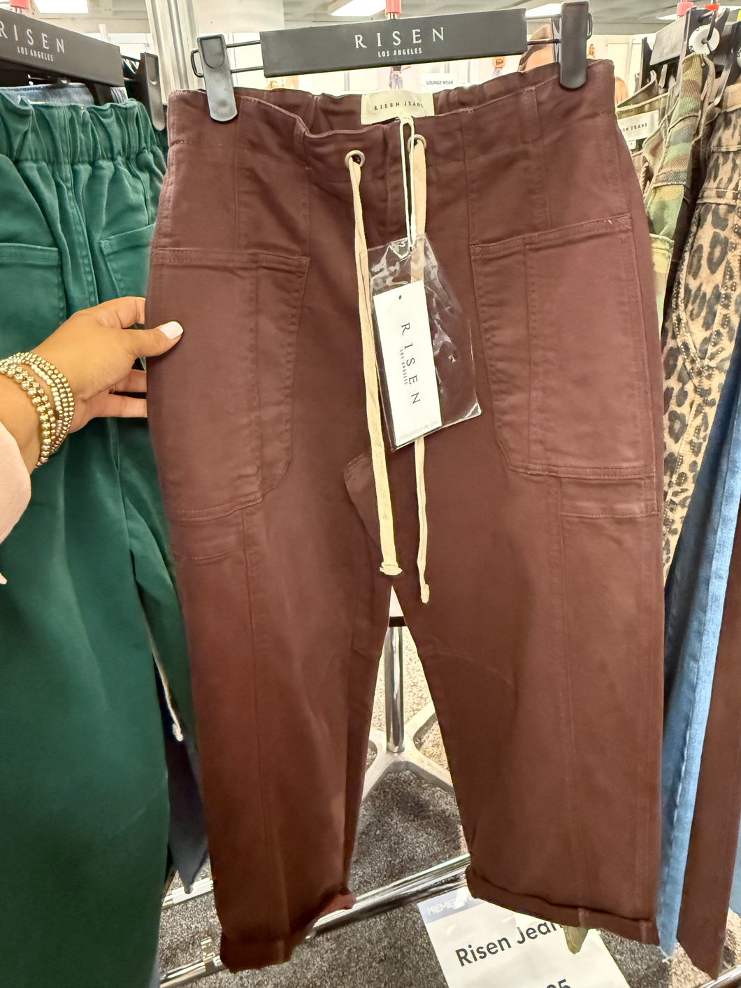 Risen Jeans-  Chocolate Brown wide leg cropped barrel jeans