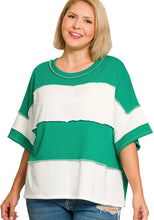 Load image into Gallery viewer, Curvy Chunky stripe kelly green boxy top
