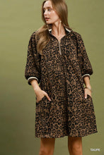 Load image into Gallery viewer, UMGEE half zip animal print cuffed dress
