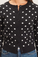 Load image into Gallery viewer, Black  polka dot button up cardigan
