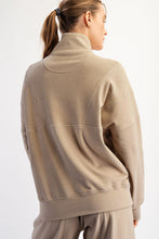 Load image into Gallery viewer, Taupe Ribbed luxury Ribbed cocoon quarter zip top
