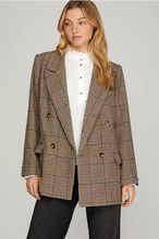 Load image into Gallery viewer, Check Oversized earthtone wool tone Blazer 1016
