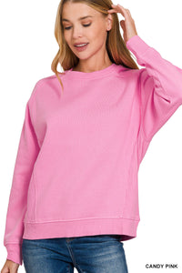 Morgan- Candy Pink Ribbed side raglan sweatshirt