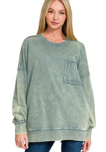 Load image into Gallery viewer, Marlow- Ash Jade French Terry washed Rae edge pocket sweatshirt
